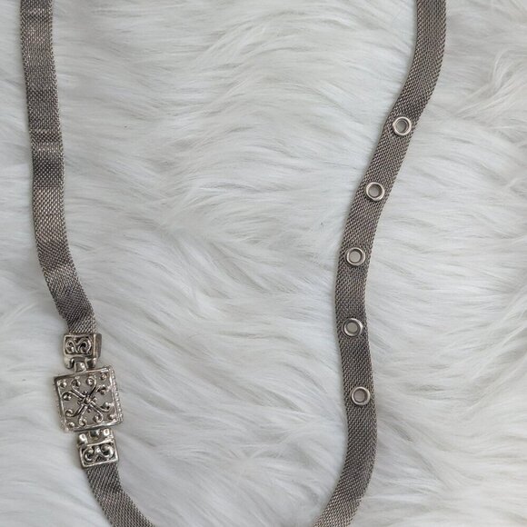 Vintage Silver Color Metal Mesh  Belt. 38 inch Tip To Tip. Nice main image 4